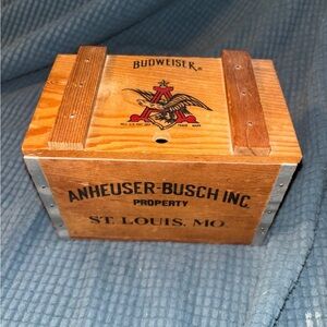Budweiser Wooden Crate Box with Red and Black Logo